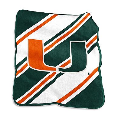 Miami Hurricanes Raschel Stripe Throw Blanket