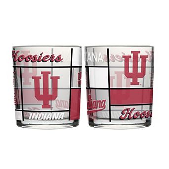 Logo Brands Indiana Hoosiers 12oz. Quilted Stained Two-Pack Rocks Glass Set