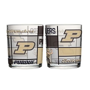 Logo Brands Purdue Boilermakers 12oz. Quilted Stained Two-Pack Rocks Glass Set