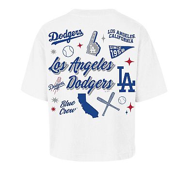 Women's '47 White Los Angeles Dodgers Collage Script Reed City T-Shirt