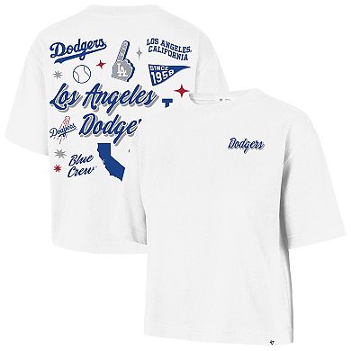 Women's '47 White Los Angeles Dodgers Collage Script Reed City T-Shirt