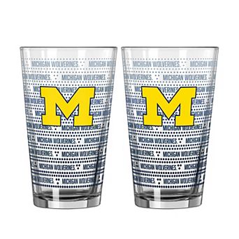 Logo Brands Michigan Wolverines Two-Pack Chant Fade 16oz. Pint Glass Set