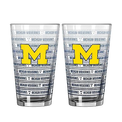 Logo Brands Michigan Wolverines Two-Pack Chant Fade 16oz. Pint Glass Set