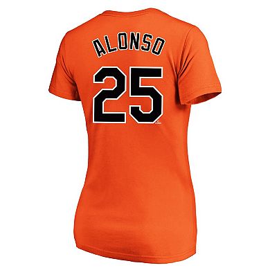 Women's Profile Pete Alonso Orange Baltimore Orioles Plus Size Name & Number V-Neck T-Shirt