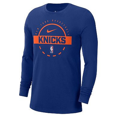Men's Nike Blue New York Knicks Authentic Long Sleeve Practice T-Shirt