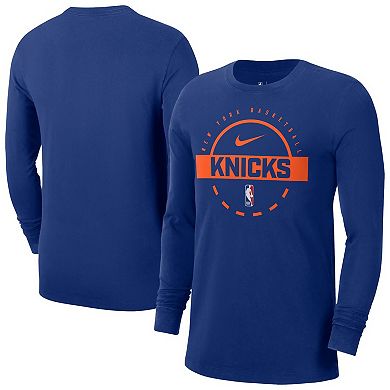 Men's Nike Blue New York Knicks Authentic Long Sleeve Practice T-Shirt