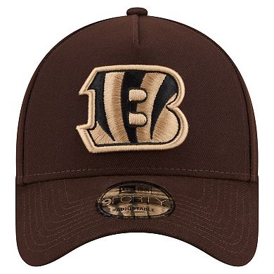 Men's New Era Dark Brown Cincinnati Bengals Burnt Wood A-Frame 9FORTY Adjustable Hat