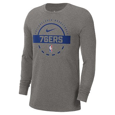 Men's Nike Charcoal Philadelphia 76ers Authentic Long Sleeve Practice T-Shirt