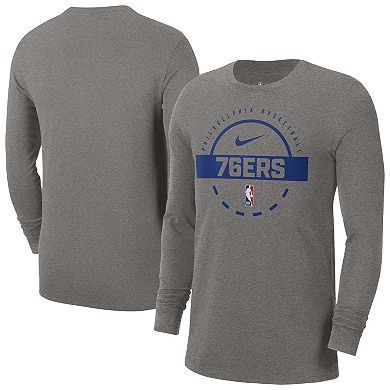 Men's Nike Charcoal Philadelphia 76ers Authentic Long Sleeve Practice T-Shirt