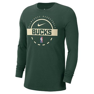 Men's Nike Hunter Green Milwaukee Bucks Authentic Long Sleeve Practice T-Shirt