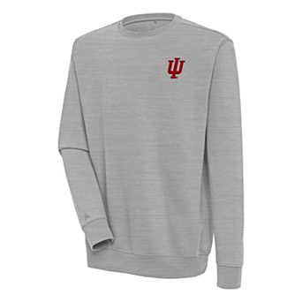 Men's Antigua Heather Gray Indiana Hoosiers Victory Pullover Sweatshirt