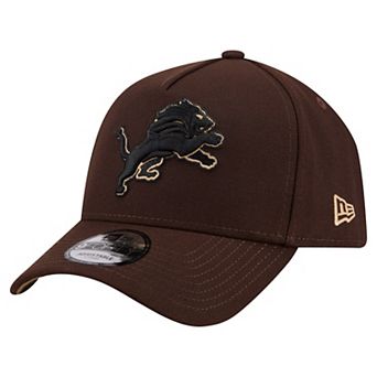 Men's New Era Dark Brown Detroit Lions Burnt Wood A-Frame 9FORTY Adjustable Hat