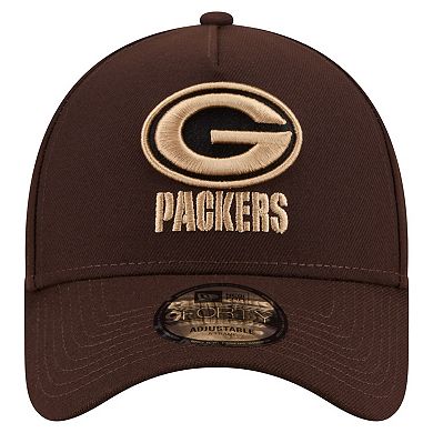 Men's New Era Dark Brown Green Bay Packers Burnt Wood A-Frame 9FORTY Adjustable Hat