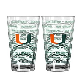 Logo Brands Miami Hurricanes Two-Pack Chant Fade 16oz. Pint Glass Set