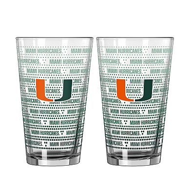 Logo Brands Miami Hurricanes Two-Pack Chant Fade 16oz. Pint Glass Set