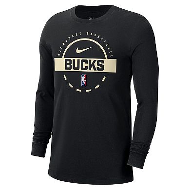 Men's Nike Black Milwaukee Bucks Authentic Long Sleeve Practice T-Shirt