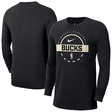 Men's Nike Black Milwaukee Bucks Authentic Long Sleeve Practice T-Shirt