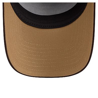 Men's New Era Dark Brown Minnesota Vikings Burnt Wood A-Frame 9FORTY Adjustable Hat