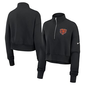 Women's Nike Black Chicago Bears Legacy Phoenix Fleece Cropped Half-Zip Sweatshirt