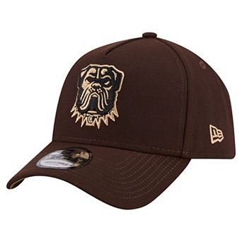 Men's New Era Dark Brown Cleveland Browns Burnt Wood A-Frame 9FORTY Adjustable Hat