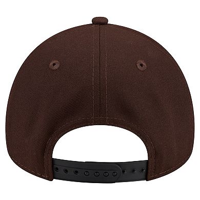 Men's New Era Dark Brown Cleveland Browns Burnt Wood A-Frame 9FORTY Adjustable Hat
