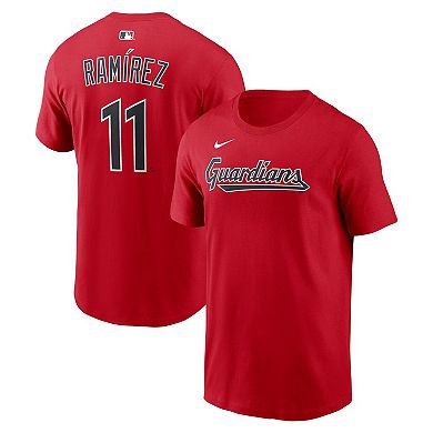 Men's Nike Jos̩ Ram _rez Red Cleveland Guardians Name & Number T-Shirt