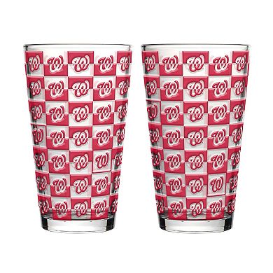 Logo Brands Washington Nationals Two-Pack Gridiron Stained 16oz. Pint Glass Set