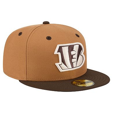 Men's New Era Light Brown/Dark Brown Cincinnati Bengals Two-Tone Walnut 59FIFTY Fitted Hat