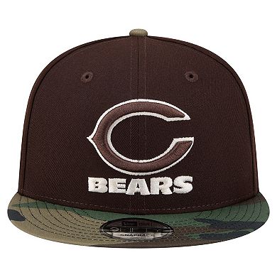 Men's New Era Dark Brown Chicago Bears Burnt Wood Camo 9FIFTY Snapback Hat