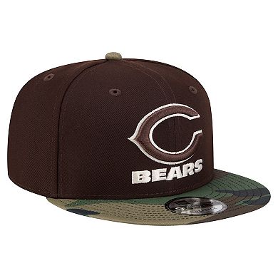 Men's New Era Dark Brown Chicago Bears Burnt Wood Camo 9FIFTY Snapback Hat
