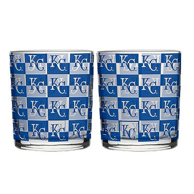 Logo Brands Kansas City Royals Two-Pack 12oz. Gridiron Stained Rocks Glass Set