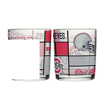Logo Brands Ohio State Buckeyes 12oz. Quilted Stained Two-Pack Rocks Glass Set