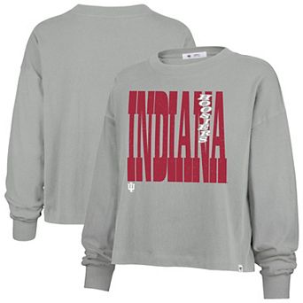 Women's '47 Gray Indiana Hoosiers Stacked Sydney Long Sleeve T-Shirt