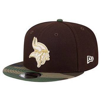 Men's New Era Dark Brown Minnesota Vikings Burnt Wood Camo 9FIFTY Snapback Hat