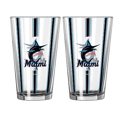 Miami Marlins 2-Pack 16oz. Vertical Stripe Stained Pint Glass Set