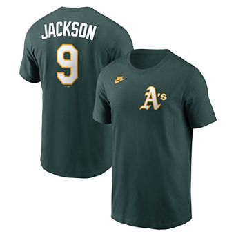 Men's Nike Reggie Jackson Green Oakland Athletics Cooperstown Collection Name & Number T-Shirt