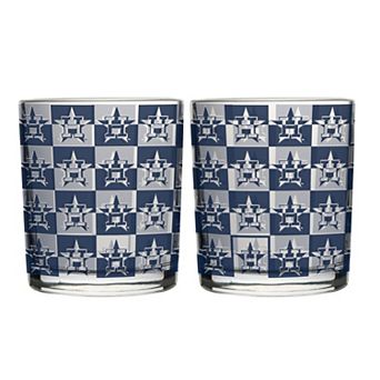 Logo Brands Houston Astros Two-Pack 12oz. Gridiron Stained Rocks Glass Set