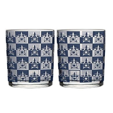 Logo Brands Houston Astros Two-Pack 12oz. Gridiron Stained Rocks Glass Set