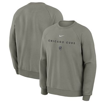 Men's Nike Gray Chicago Cubs Statement Primary Raglan Dri-FIT Sweatshirt