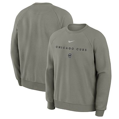 Men's Nike Gray Chicago Cubs Statement Primary Raglan Dri-FIT Sweatshirt