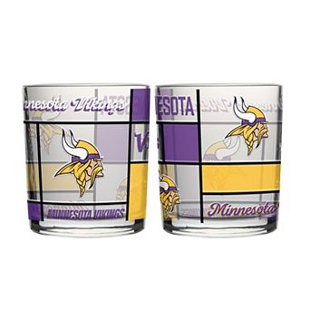 Logo Brands Minnesota Vikings 12oz. Quilted Stained Two-Pack Rocks Glass Set