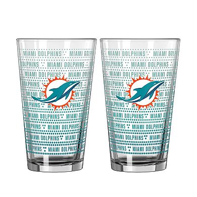 Logo Brands Miami Dolphins Two-Pack Chant Fade 16oz. Pint Glass Set