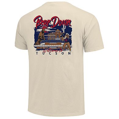 Men's Image One Natural Arizona Wildcats Comfort Colors Hand-Drawn Campus Stack T-Shirt