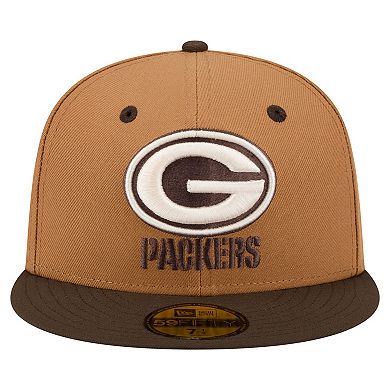 Men's New Era Light Brown/Dark Brown Green Bay Packers Two-Tone Walnut 59FIFTY Fitted Hat
