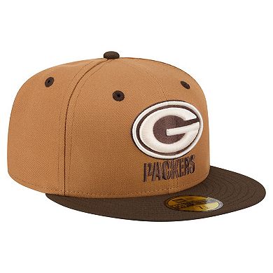 Men's New Era Light Brown/Dark Brown Green Bay Packers Two-Tone Walnut 59FIFTY Fitted Hat