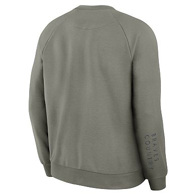 Men's Nike Gray Atlanta Braves Statement Primary Raglan Dri-FIT Sweatshirt