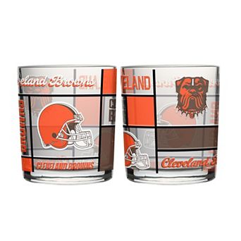 Logo Brands Cleveland Browns 12oz. Quilted Stained Two-Pack Rocks Glass Set