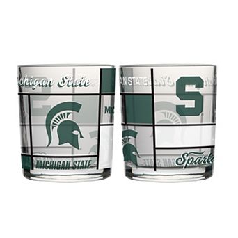 Logo Brands Michigan State Spartans 12oz. Quilted Stained Two-Pack Rocks Glass Set
