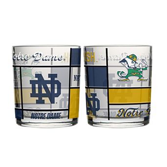 Logo Brands Notre Dame Fighting Irish 12oz. Quilted Stained Two-Pack Rocks Glass Set