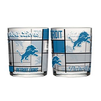 Logo Brands Detroit Lions 12oz. Quilted Stained Two-Pack Rocks Glass Set